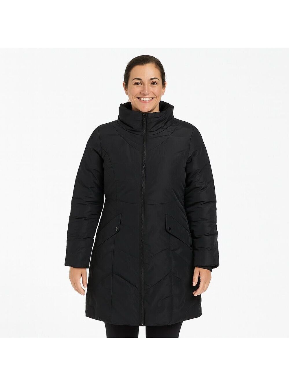 CLEO Black Down Puffer Jacket Women’s Medium Long Winter Coat Outdoor Warmth
